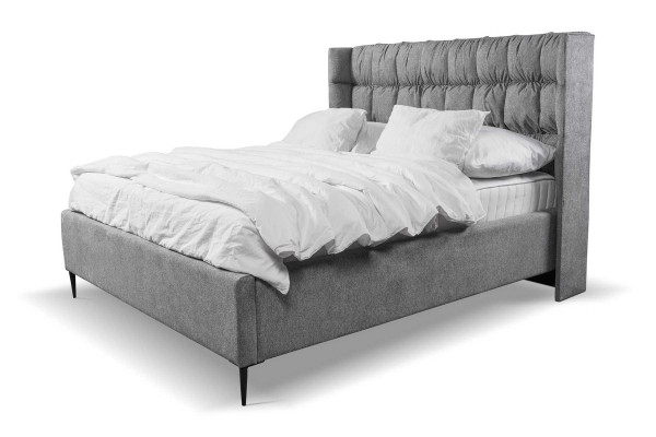 Grau Doppelbett Klassisches Schlafzimmermöbel Design Eleganter Stoff Bett