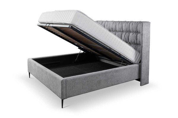 Grau Doppelbett Klassisches Schlafzimmermöbel Design Eleganter Stoff Bett