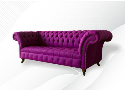 Chesterfield 3Sitzer Lila Stoff Design Couchen Polster Sofas Neu Kreative Sofa