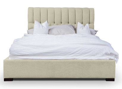 Bett Beige Doppelbett Holz Modern Betten Luxus Stoff Bett Schlafzimmer