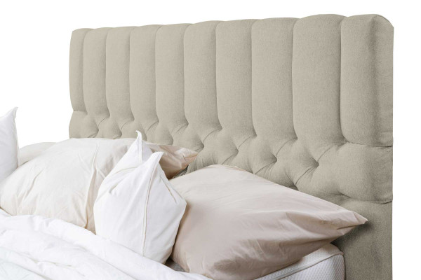 Bett Beige Doppelbett Holz Modern Betten Luxus Stoff Bett Schlafzimmer