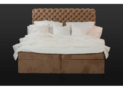 Textil Bett braun Luxus Doppel Chesterfield Schlafzimmer Design Betten