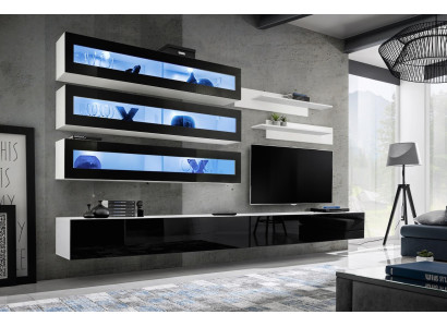 Weiß Luxus Wohnzimmer Wohnwand Möbel 3x Wandschrank TV-Ständer