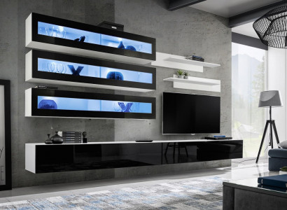 Weiß Luxus Wohnzimmer Wohnwand Möbel 3x Wandschrank TV-Ständer