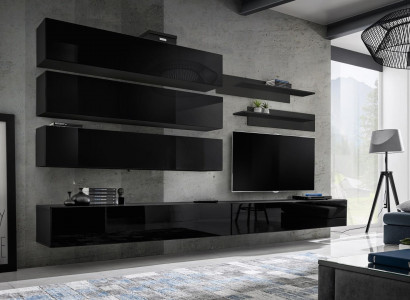 Design Wandschrank Wohnwand Wohnzimmer Holz Einrichtung Wand Regale Neu