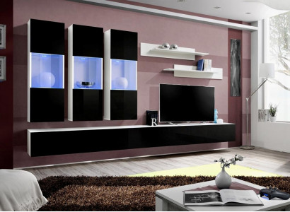 Wohnzimmer Modern Wohnwand Designer Holzmöbel TV Ständer Luxus Hänge Vitrine