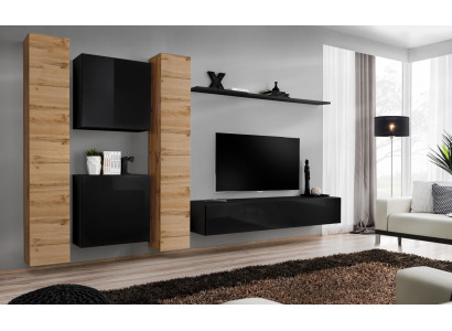 Wohnzimmerset 6tlg Wohnwand Holzmöbel Schrank Komplett Neu Wand Regal