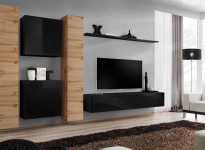 Wohnzimmerset 6tlg Wohnwand Holzmöbel Schrank Komplett Neu Wand Regal