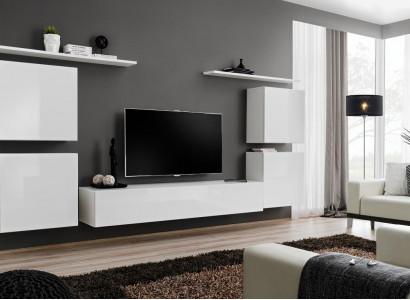 Komplett Set 7tlg Weiß Wohnwand Wohnzimmer Luxus Einrichtung Modern TV Ständer