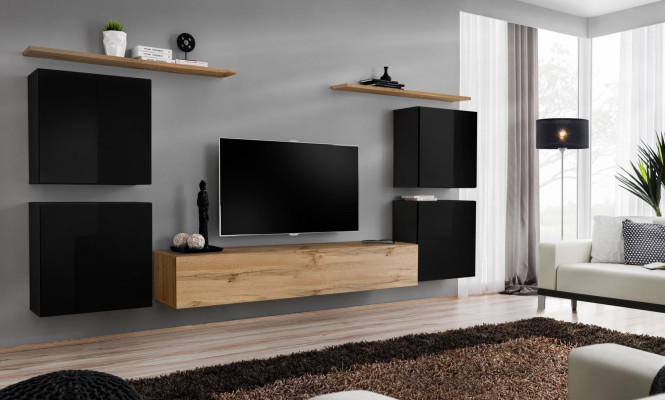 Wohnwand Schrank Wandregal Holz Wohnzimmer Möbel TV Ständer Design Sideboard