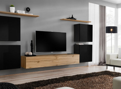 Wohnwand Schrank Wandregal Holz Wohnzimmer Möbel TV Ständer Design Sideboard