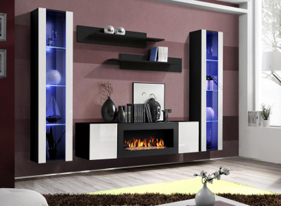 Wohnwand Wandregale Wohnzimmer Modern Luxus Set 5 tlg Designer Hänge Vitrine