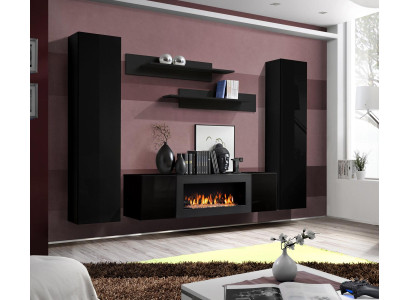 Luxus Modern Wohnzimmer Set 5tlg. Wohnwand Wandschrank Holz Möbe Neu