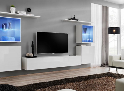 Weiß Wohnzimmermöbel Wohnwand 2x Wandregale Komplett Set Luxus Einrichtung