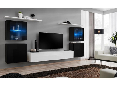 Wohnwand Weiß Wandregale TV Ständer Komplett Sideboard Hochglanz Einrichtung