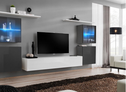 Weiß Wohnwand Hochglanz Designer Wand Schrank Wandregale Holz Luxus Möbel