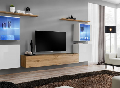Komplett Braun TV-Ständer Set 4 tlg Designer Wohnzimmermöbel Wand Regale Möbel