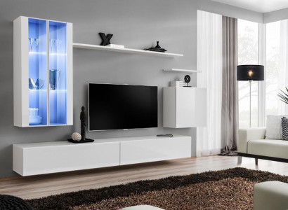 Wohnwand 7tlg 2x Hänge Schrank Design Möbel Wohnzimmer Stil Modern TV-Ständer