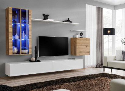 Weiß Neu Wohnwand TV-Ständer Wandschrank Holzmöbel Stil Luxus Modern
