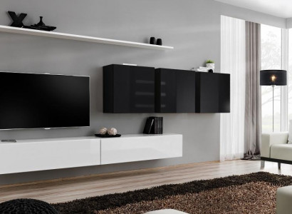 Weiß Wohnwand 2x TV-Ständer Sideboard Wohnzimmermöbel Wandschrank Designer