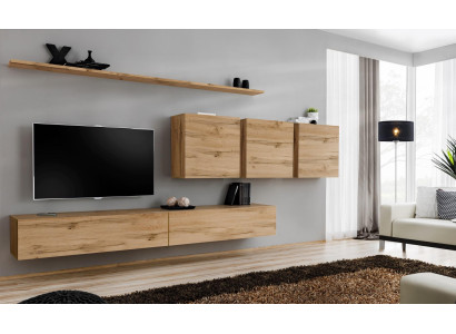 Wohnwand Wohnzimmer Wandschrank Schrank Sideboard Designer Holzmöbel Braun