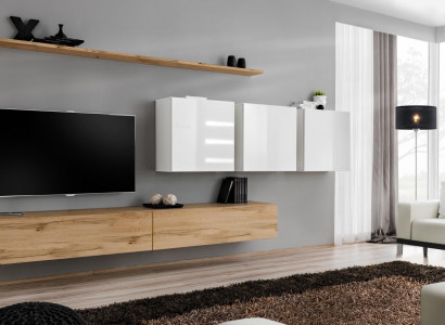 Komplett Set Wohnwand Modern TV-Ständer Sideboard Einrichtung Design Wand Regal