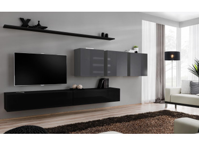 Design Wohnwand TV-Ständer 3x Wandschrank TV-Ständer Lowboard Einrichtung 7 tlg
