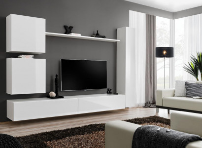 Weiß Luxus Wohnwand Wohnzimmer Möbel Designer TV-Ständer Wandregal Modernes Set