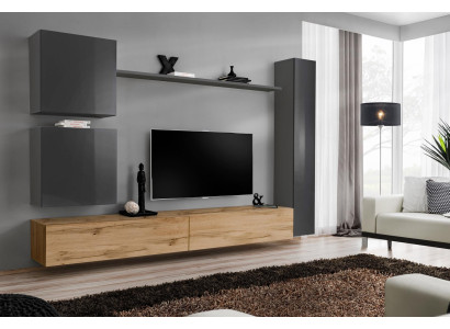 Wandschrank Wohnwand Komplett Set 6tlg Modernes Möbel Sideboard TV-Ständer