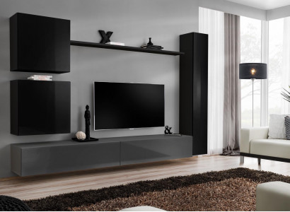 Wandschrank Wohnzimmermöbel Wohnwand Set 6tlg Designer Wand Regal Sideboard