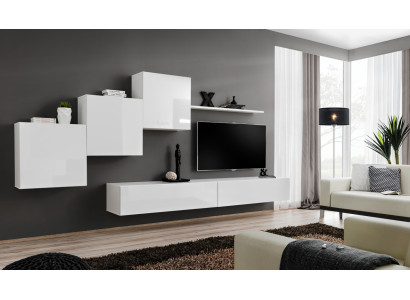 Weiß Wohnwand tv Ständer Sideboard Komplett Modern Wohnzimmer Regale Holz Neu