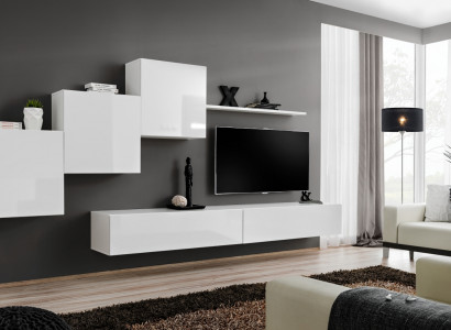 Weiß Wohnwand tv Ständer Sideboard Komplett Modern Wohnzimmer Regale Holz Neu