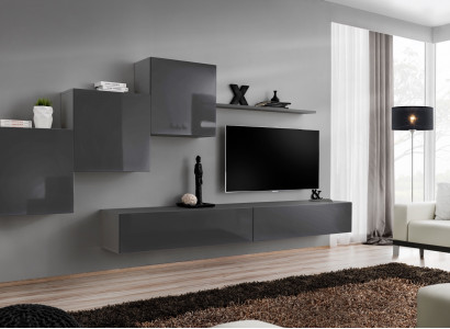 Wohnwand Wohnzimmer Set 6tlg Wandschrank Wandregal Garnitur Komplett Neu