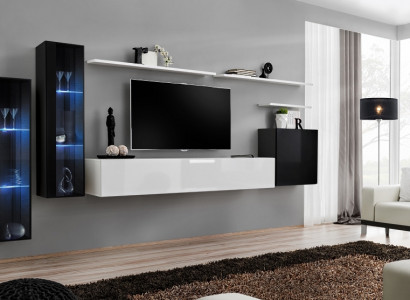 Design Weiß Wandschrank Wandregal TV-Ständer Luxus Wohnzimmer Vitrine Neu