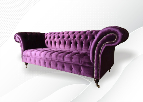 Chesterfield 3Sitzer Violett Stoff Design Couchen Polster Sofa Sofas Neu Textil