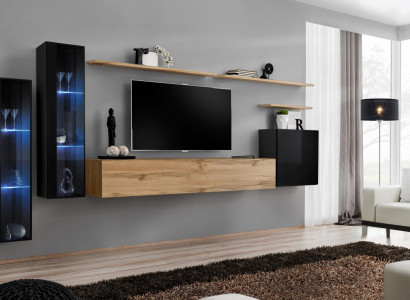 Wohnwand Braun Sideboard Wandschrank Designer Wohnzimmermöbel TV-Ständer