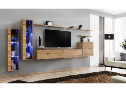 Wohnzimmermöbel Garnitur Set 7tlg Luxus Möbel Designer Wandschrank Wandregal