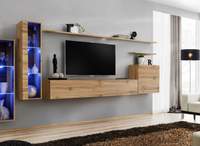 Wohnzimmermöbel Garnitur Set 7tlg Luxus Möbel Designer Wandschrank Wandregal