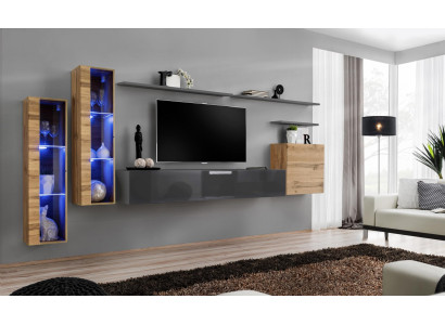 Luxus Design Möbel Garnitur Wohnwand Sideboard TV-Ständer Einrichtung Wandregal