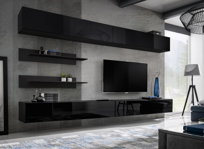 Wohnzimmer Wand Regal Garnitur 6tlg. Design Wohnwand Wandschrank Design