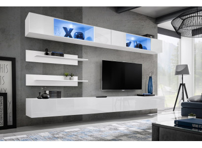 Komplette Wohnwand Modern Holz Möbel Design Wohnzimmer Einrichtung Regale