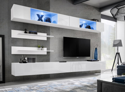 Komplette Wohnwand Modern Holz Möbel Design Wohnzimmer Einrichtung Regale