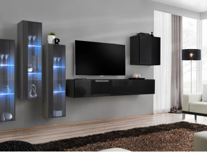 Designer Wohnwand Einrichtung Wand Schrank Wohn Zimmer Möbel Holz Modern