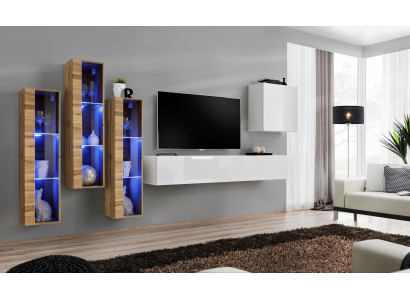 Komplett Set 5tlg Wohnzimmer Holz Einrichtung Modern Designer Garnitur Hochglanz