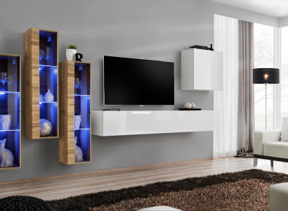 Komplett Set 5tlg Wohnzimmer Holz Einrichtung Modern Designer Garnitur Hochglanz