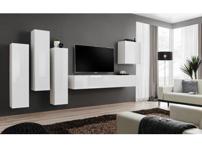 Wohnzimmer Garnitur Luxus Weiß Wandschrank Wohnwand Holz Möbel TV-Ständer