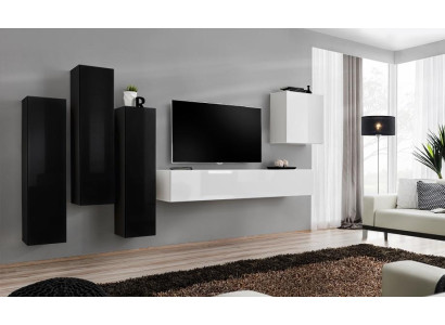 Wohnzimmer Garnitur Wohnwand Komplett Set Lowboard TV-Ständer Holz Möbel