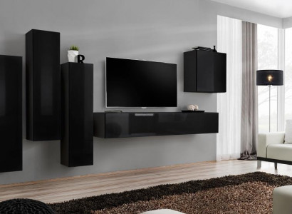 Wohnwand Set 5tlg. TV-Ständer Wohnzimmer rtv Wandschrank Garnitur Gruppe Neu