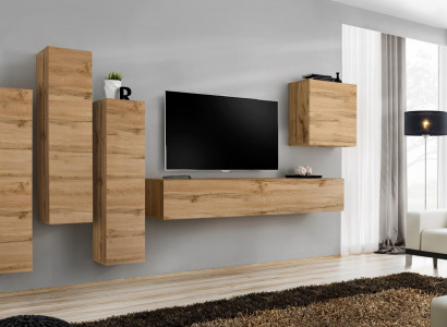 Wohnwand Braun Wandschrank Wohnzimmer TV Ständer Holz Luxus Möbel Einrichtung