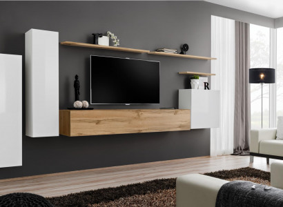 Designer Wohnwand Wandregal Set 7tlg Luxus Modern Wohnzimmermöbel